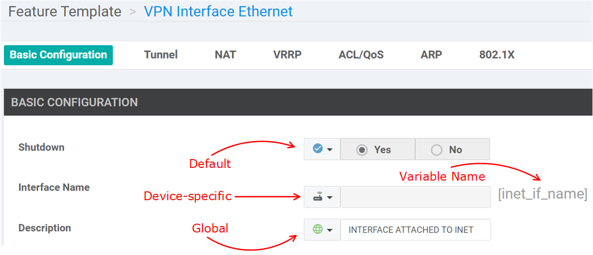 Feature Template Parameters