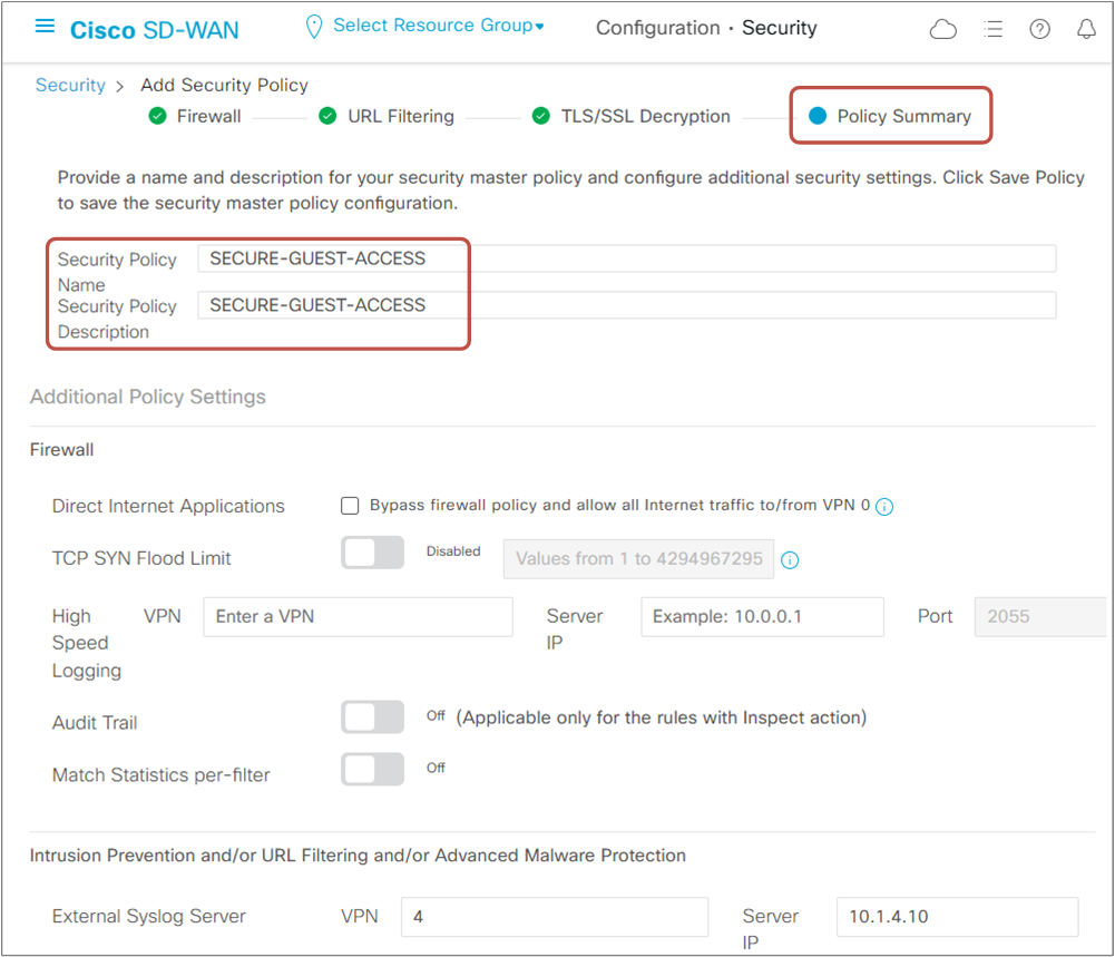 Secure Policy Summary